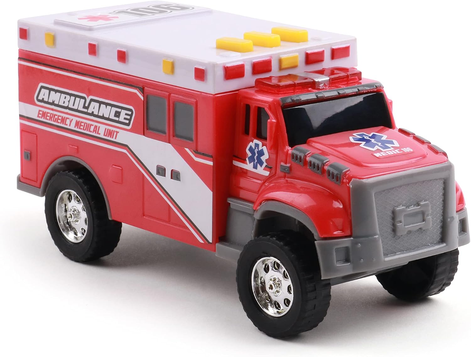 Mighty Fleet Toughest Minis 5" Tough Cab Ambulance Toy w/Lights & Sounds, Realistic Design & Batteries Included - Age 3+