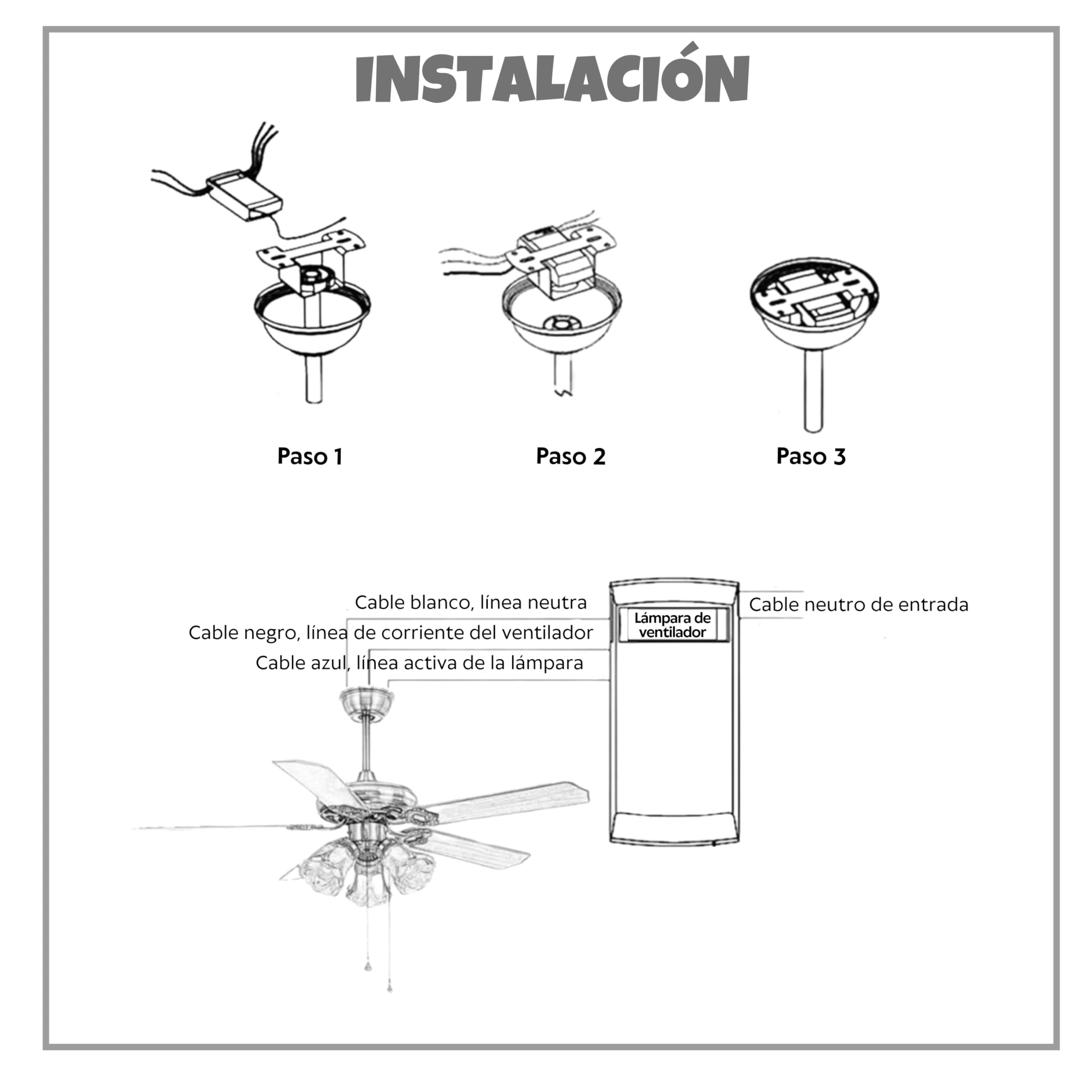 Mando a Distancia Universal para Ventilador de Techo - 3 Velocidades, Control de Luz, Temporizadores - 220V