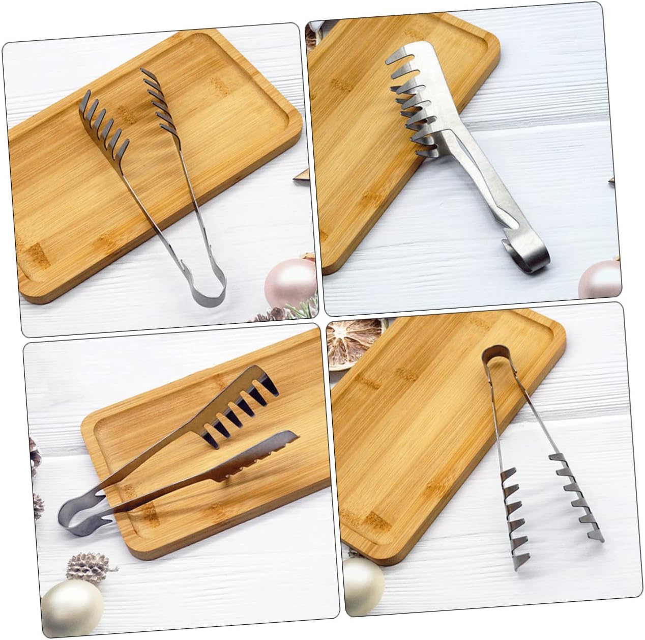 PRETYZOOM Stainless Steel Food Serving Tongs Buffet Tongs for Pasta Bread Dessert Lightweight Kitchen Utensils for Parties Weddings Daily Use