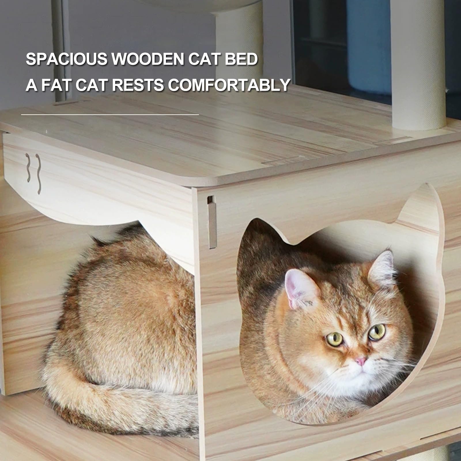 Mobili Gatti, Torre per Gatti con Capsula Spaziale, Tiragraffi, Cuccia Più Livelli, Pompon, Tiragraffi, Giocattoli Interno(40x40x130cm-T7)