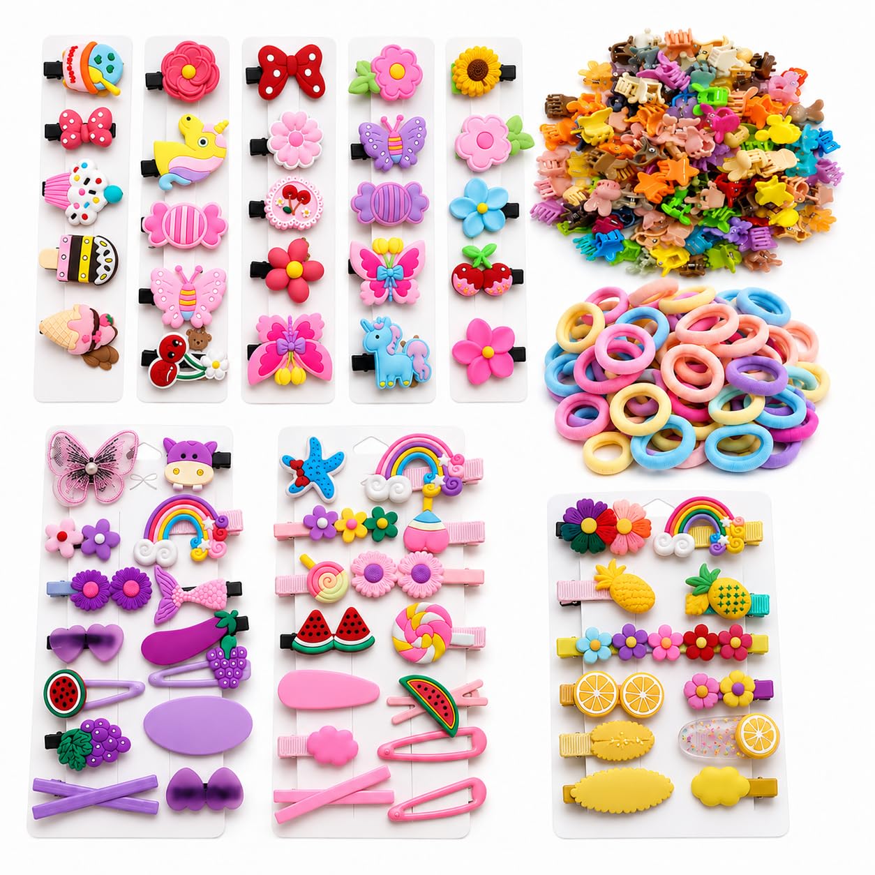134 Pcs Hair Accessories Combo for Girls | Birthday Gift for 4 Year Old Girl | Hair Clips, Theme Clips, Mini Claw Clips & Rubber Bands Set | Best Gift for Girls Age 4 Years | Mixed Designs-image-39