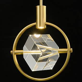 Modern Crystal LED Pendant Light - Gold Circular Dimmable Hanging Fixture for Kitchen Island, Bedroom, Bathroom, Living Room
