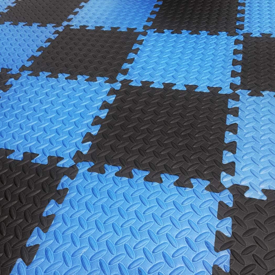 9HORN Exercise Mat/Protective Flooring Mats with EVA Foam Interlocking Tiles and Edge Pieces Suitable for Gym Equipment, Yoga, Surface Protection