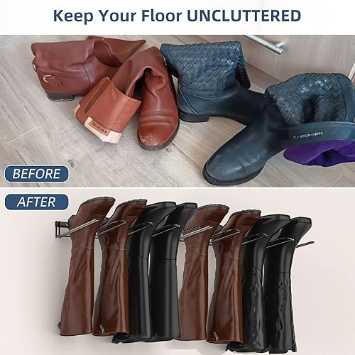 Miniatura 2 de Wader - Perchero para botas de pared, 8 pares de organizador de botas de metal resistente, soporte para botas de vaquero, soporte alto para zapatos,