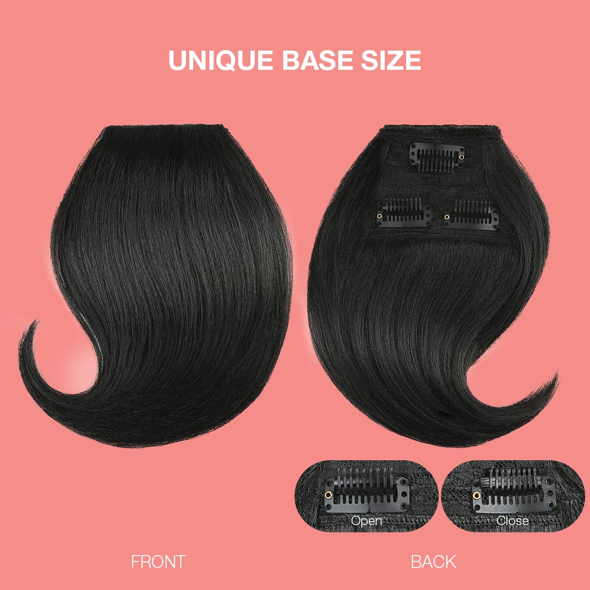 GLAM21USA Bang & Bun 2pcs, Bangs Hair Clip in Bangs Clip on Swoop Side Bangs Hair Bun Synthetic Chignon Bun Updo Ponytail Hair Piece for Women – Swoop Side Bang & Coffee Roll (Jet Black #1)