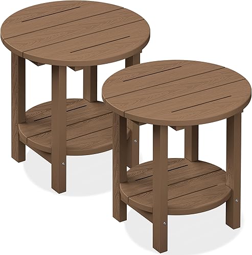 Miniatura 26 de SERWALL Mesa auxiliar Adirondack, mesa auxiliar para exteriores, sin montaje, mesa plegable pequeña de HDPE para patio trasero, piscina, porche