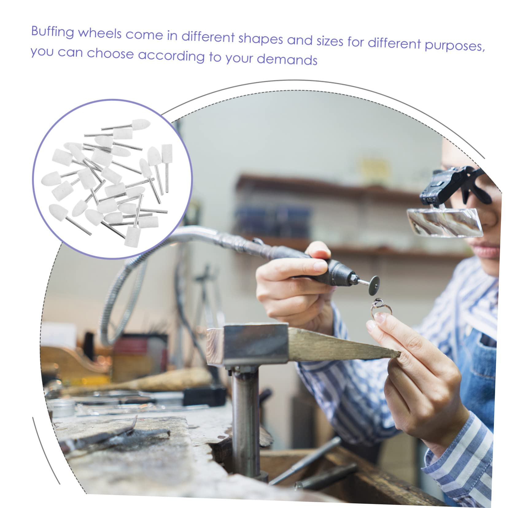 Cabilock 4sets Wool Polishing Bits Jewelry Tools Grinding Head for Watches Felt Buffing Wheels Polishing Tools for Jewelry 25pcs*4