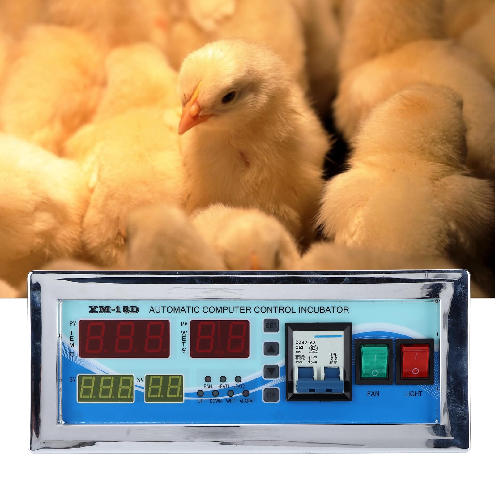 Regulador de incubación de huevos Termostato automático de temperatura y humedad Máquina de extinción con sensor de alta precisión para pollo, pato, ganso, codorniz, palomas, pavo real, plástico 29,2