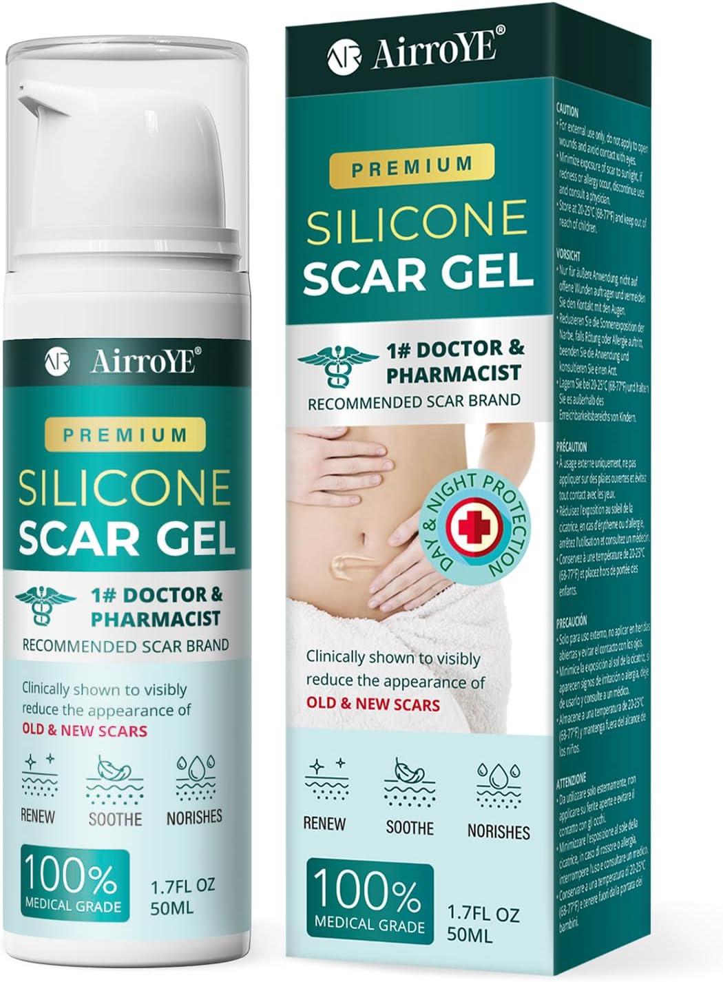 Silicone Scar Gel for Stretch Mark: 100% Silicone Scar Cream – Remove New Old Skin Scars 50g