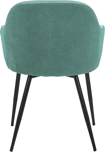 Miniatura 7 de Armen Living Pixie - Silla de comedor de tela con patas de metal negro, altura del asiento de 18 pulgadas, color verde azulado