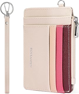 BOSTANTEN Small Wallet For Women RFID Leather Credit Card Holder Slim Wristlet Keychain Wallet With Zipper Pocket