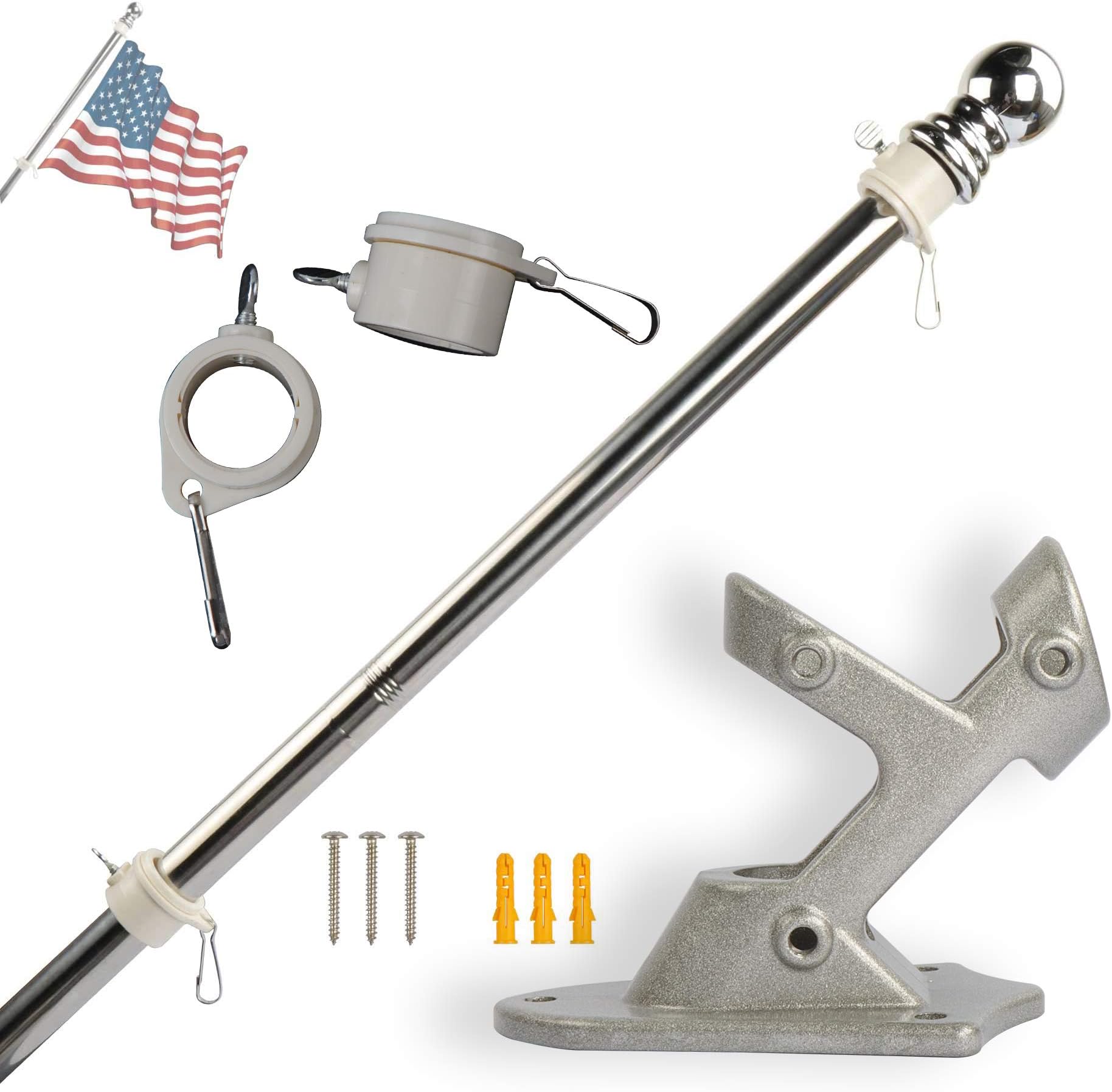 Cleveland Browns Flag Pole Kit – 3x5 Foot NFL Team Flag With 6-Foot Spinning Pole & Adjustable Bracket - View #7