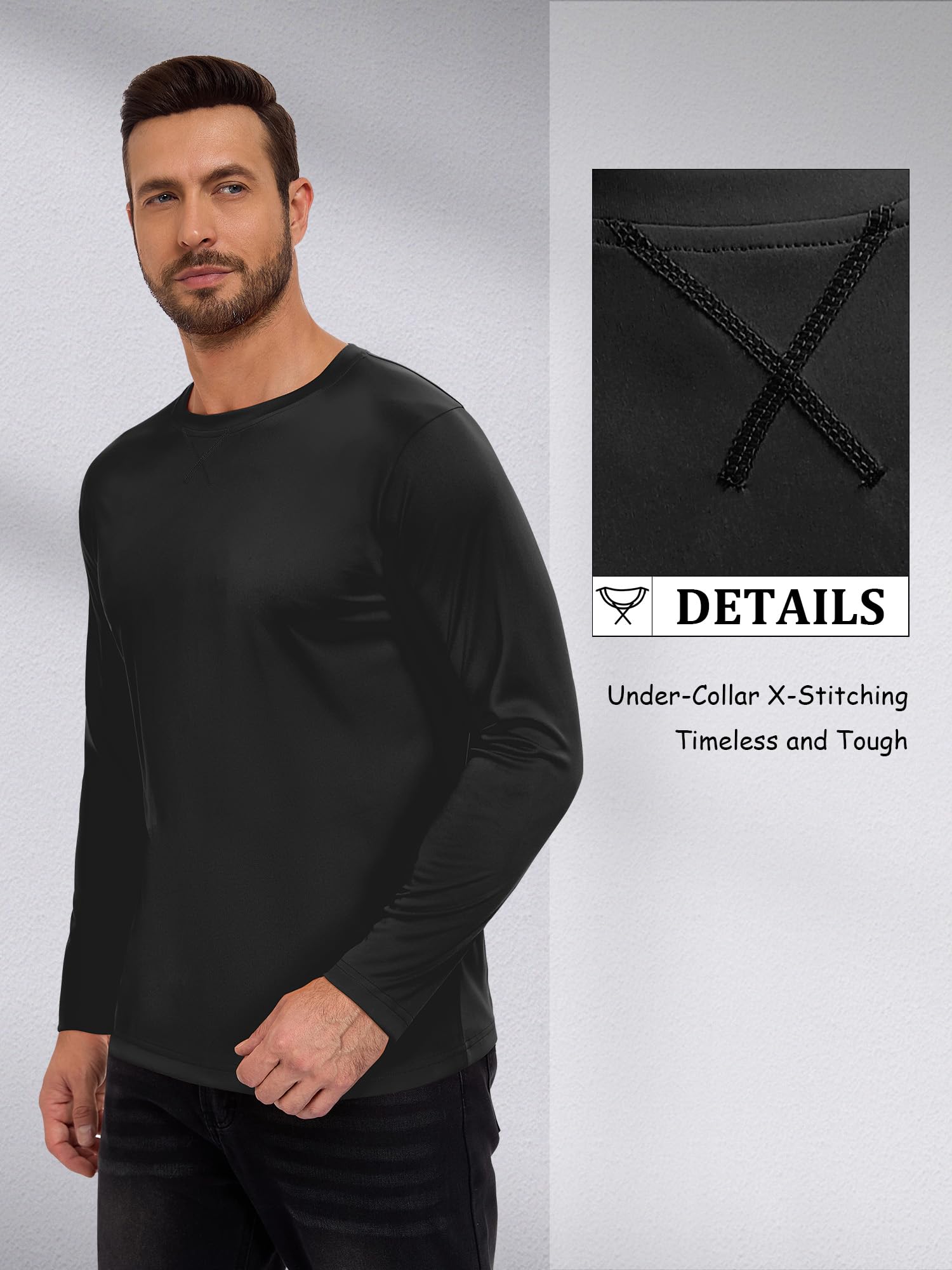 Men's Long Sleeve Sun Protection Shirts UPF 50+ UV Protection Quick Dry Athletic T-Shirt for Hiking Running Surfing - 5