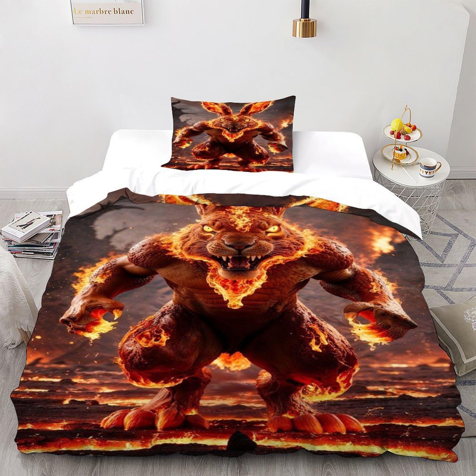Parure de couette 135x200cm avec taies d'oreiller lit single adulte
