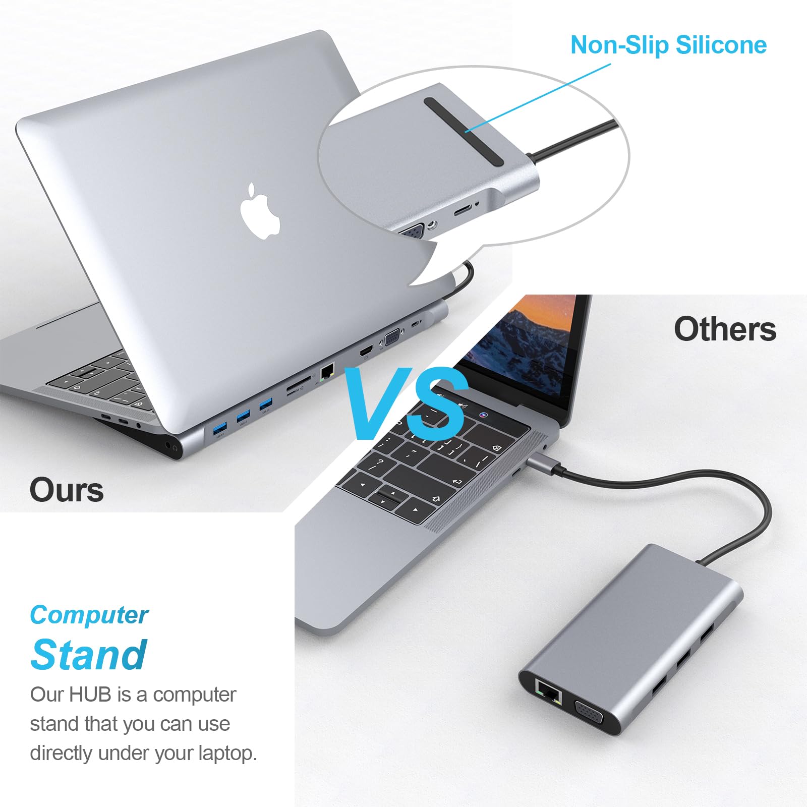 BIGBIG WON Docking Station USB C, 10 in 1 Triple Display USB C Hub Dual Monitor con 4K HDMI, VGA, 3 USB 3.0, PD 100W, Ethernet, SD/TF, docking station per laptop e Windows