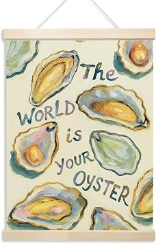 Xmsaitar Vintage Coastal Oyster Poster Hanger Frame Wall Decor, Sea Beach Ocean Seashell Prints for Wall Hanging Decor Art, Rustic Farmhouse Kitchen Pictures Banner for Beachy House Bedroom 12x16in