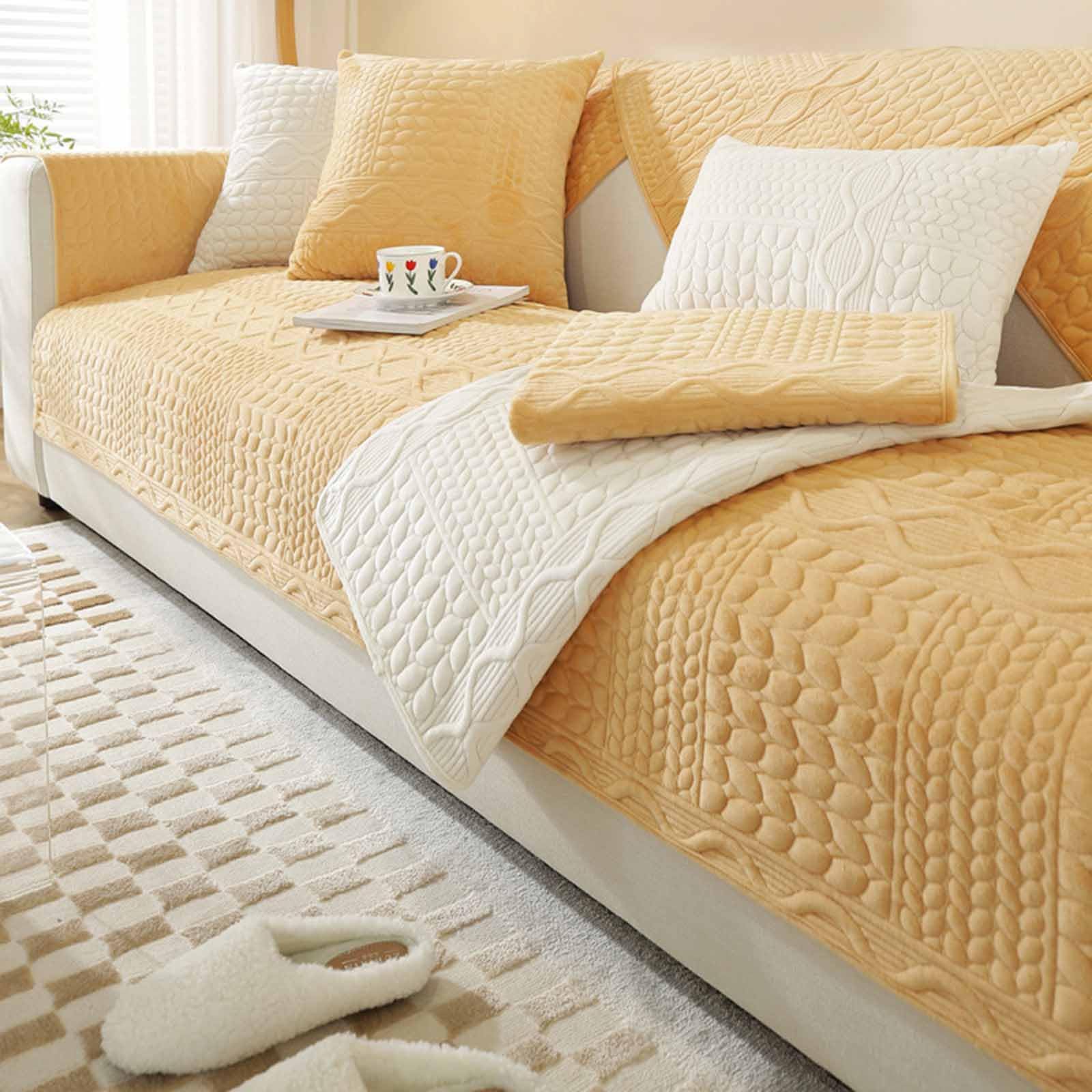 Throws for Sofas Large Throws for Settees 1 2 3 4-Seater Couch Cover Plush Sofa Throw Cover Non-Slip Sofa Slipcovers L/U Corner Universal Sofa Covers Furniture Protection Blanket Pad Cat And Dog Beds