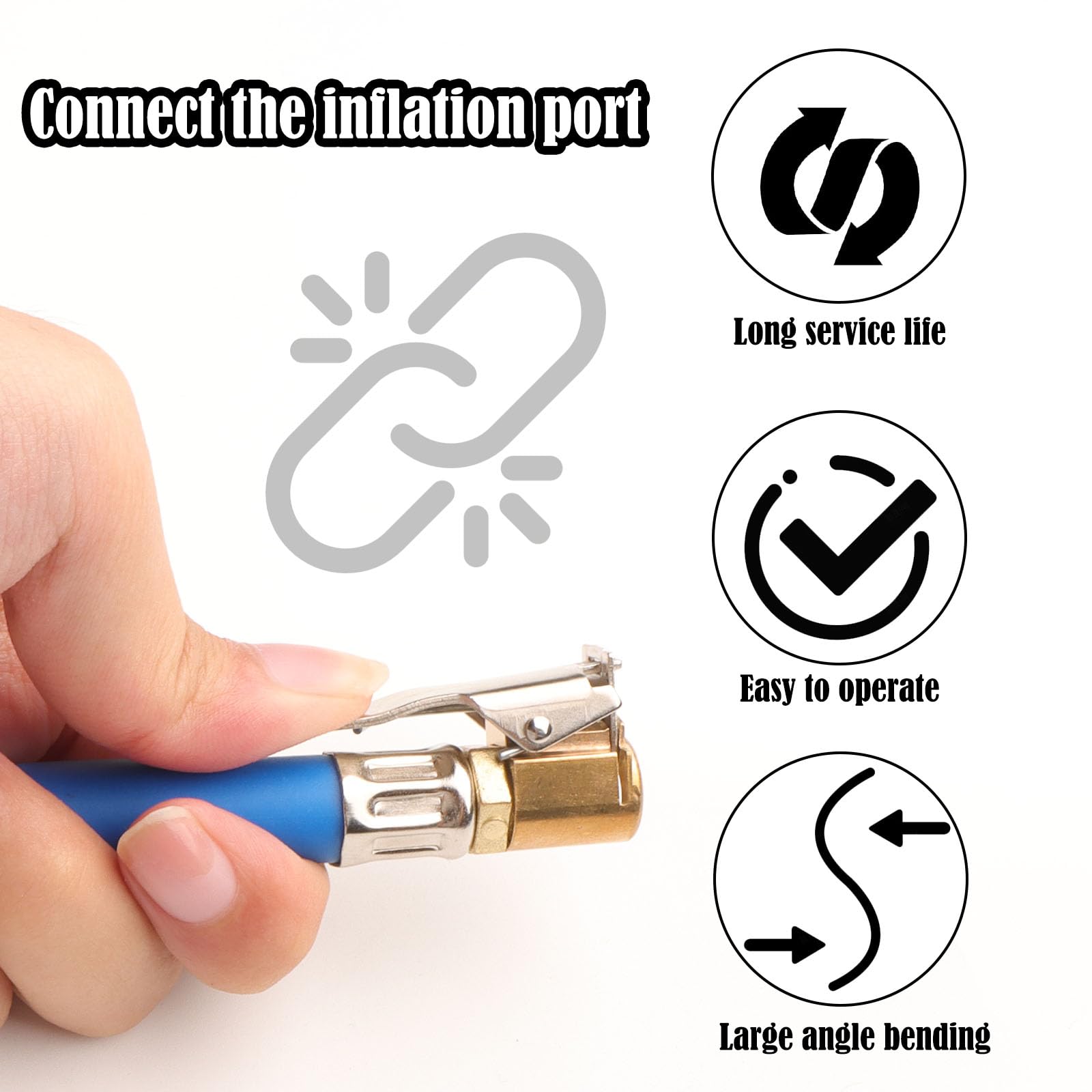 2 Pièces Gonfleur Pneu D'extension Cordon, Adaptateur De Tuyau De Gonflage De Pneu, Adaptateur De Valve De Pneu, Extension De Pompe Voiture Tube D' Extension, Extension Valve Pneu En Caoutchouc