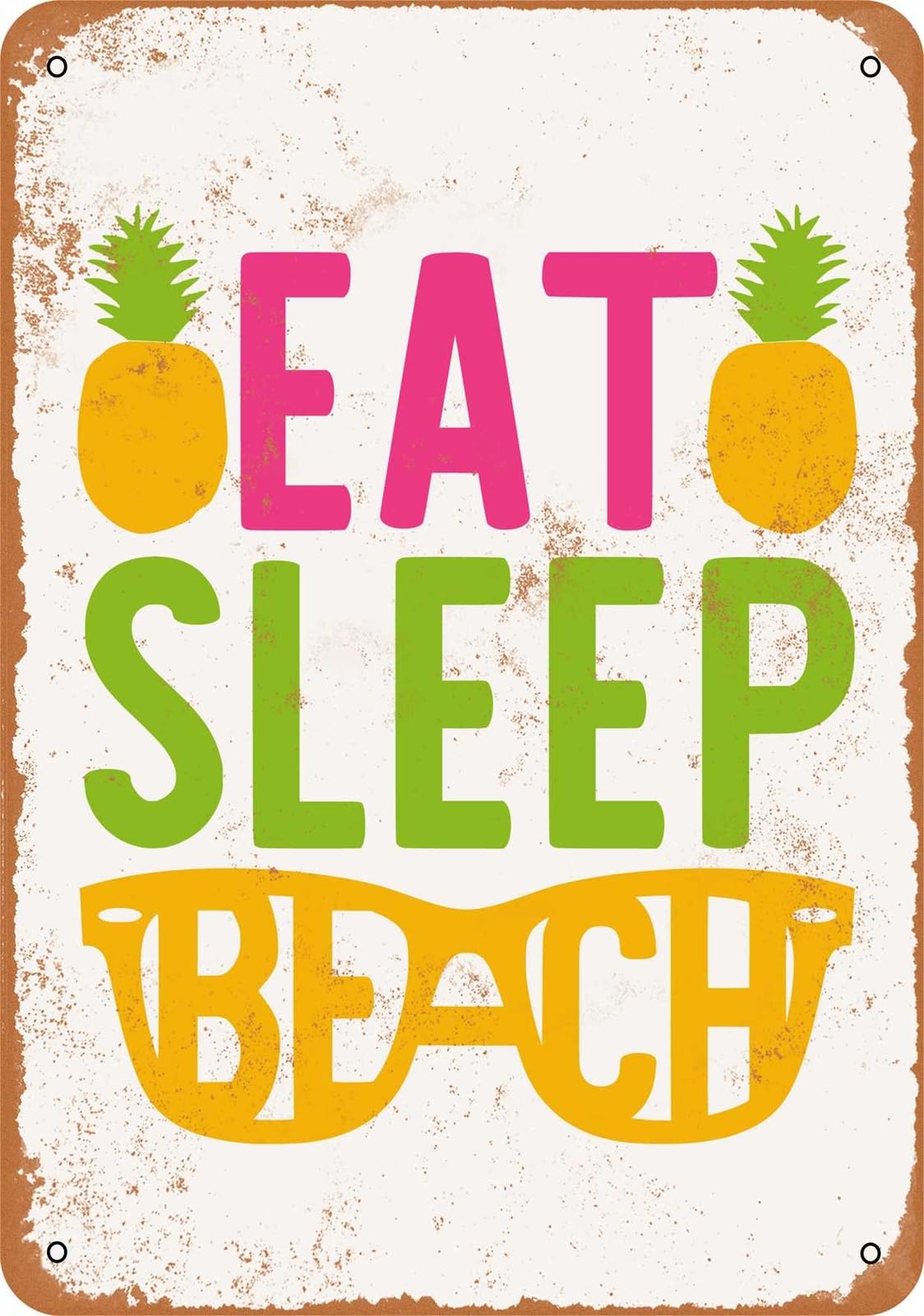 Miaomansenstore Metal Sign - Eat Sleep Beach - Vintage Look Home Decor