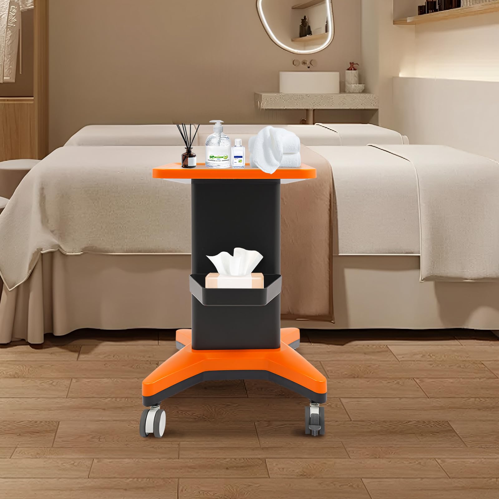Carrello da parrucchiere, carrello per cosmetici, carrello di bellezza, carrello da servizio, carrello da lavoro, carrello da 60 kg, per ufficio, lavoro, spa, parrucchiere con asta laterale