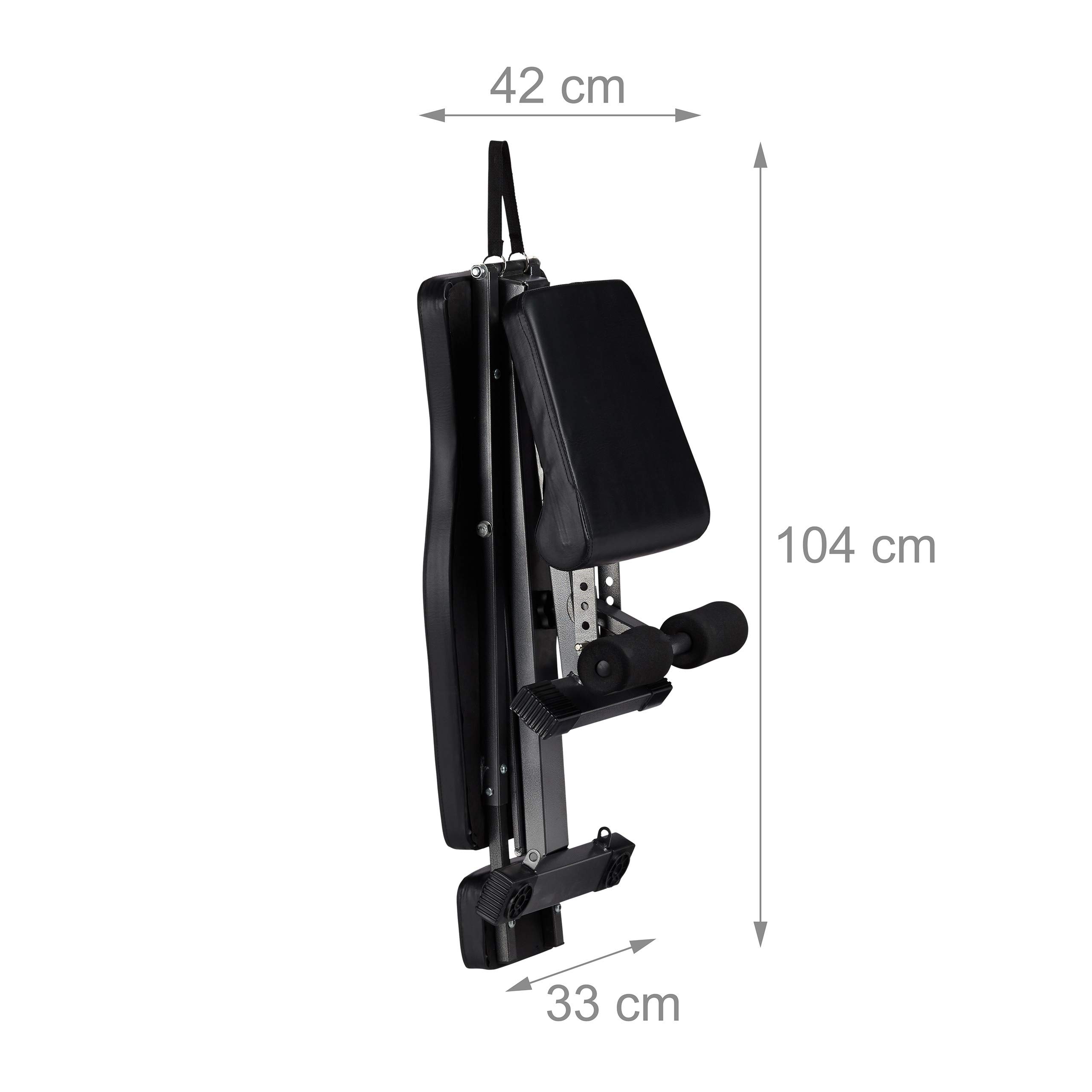 Relaxdays, Nero, Fitness Professionale, Panca Regolabile, con Attacco Gambe e Poggiatesta, Multifunzione, 250 kg, Gioventù Unisex, 122.00 x 33.00 x 104.00 cm