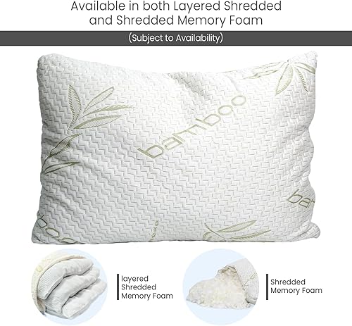 Miniatura 6 de Sleepsia Almohadas de cama - Almohada de espuma viscoelástica ajustable triturada con funda de almohada lavable - Ajustable (paquete de 2) (King)