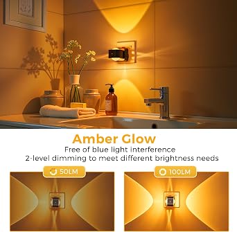 LOHAS-LED Plug in Night Light with Dusk to Dawn Sensor, RGB & Amber, 180° Rotatable Nightlight Plug in, 11 Colors Night Light Projector for Hallway, Kid's Room, Game Room, Christmas Decor, 1 Pack