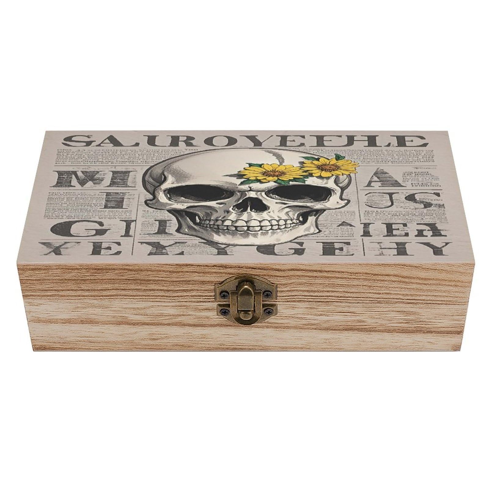 LZQPOEAS Flower Skull Wooden Box Storage Space to Organize Jewelry in A Beautiful Small Storage Box Decorative Card Boxes Memory Treasure Boxes for Crafts And Photo Storage