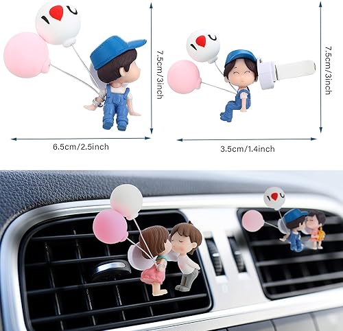 Miniatura 2 de 4 piezas lindo ambientador de aire para automóvil, bonito clip de ventilación para pareja, accesorios de automóvil, clip de perfume para niño y
