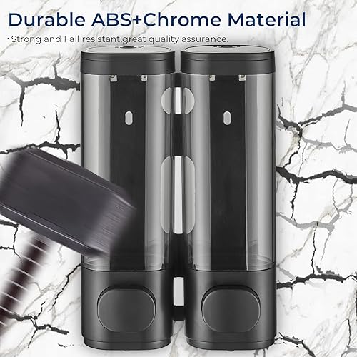 Miniatura 3 de pollock Dispensador de champú y acondicionador, dispensador de ducha de 2 cámaras, sin taladro, dispensador de champú para ducha, champú montado en