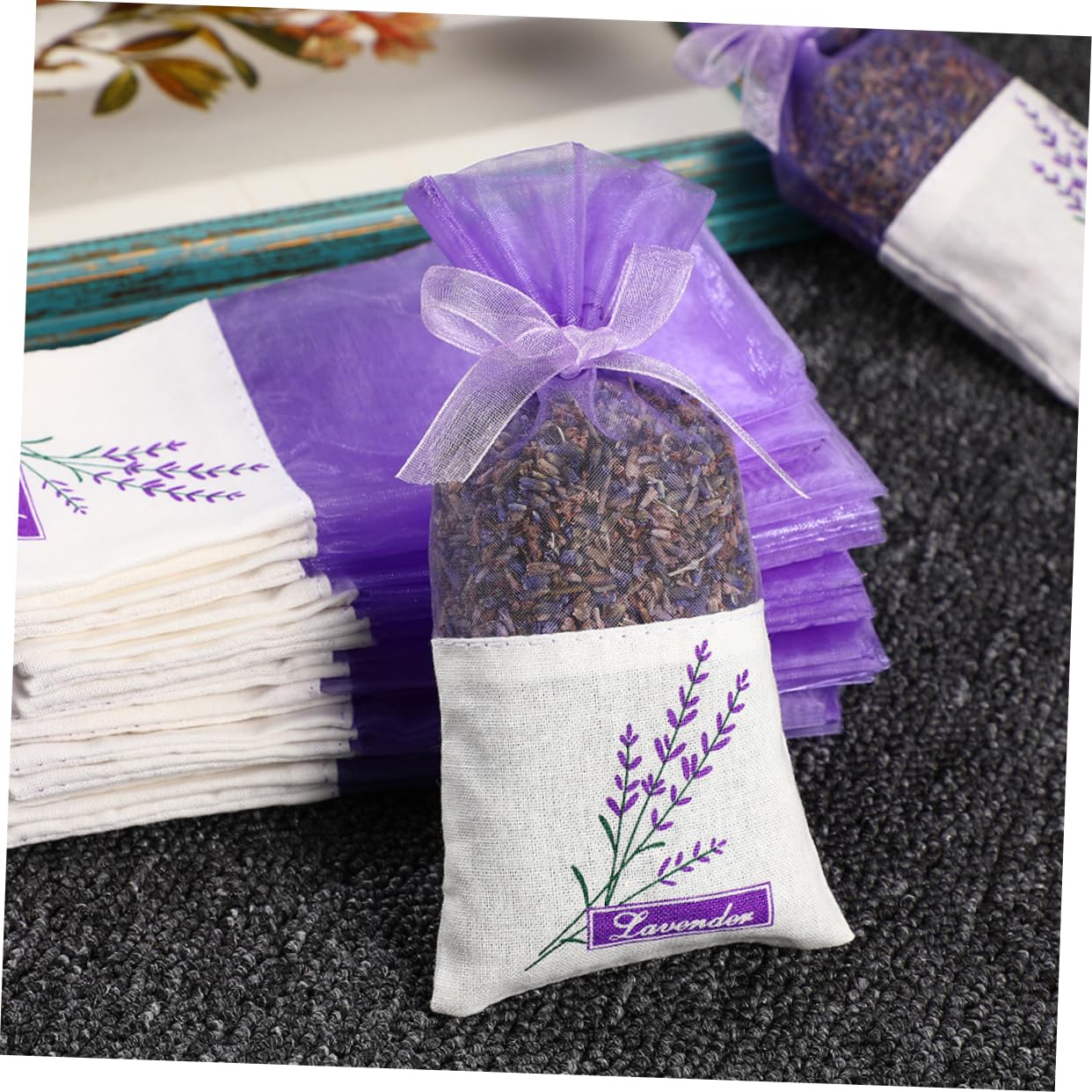 GLEAVI 50Pcs Lavender Sachet Bags Empty Drawstring Pouches for Dried Flowers Jewelry and Deep Aromatic Storage Bags for Spices and Sachets