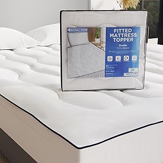 Acrali Home Quilted Fitted Mattress Topper Double Bed – Heavy filled Mattress Protector – Cover – Pad for Sofa Caravan Campervan – Cooling Mattress Topper Size (137X190+38cm)