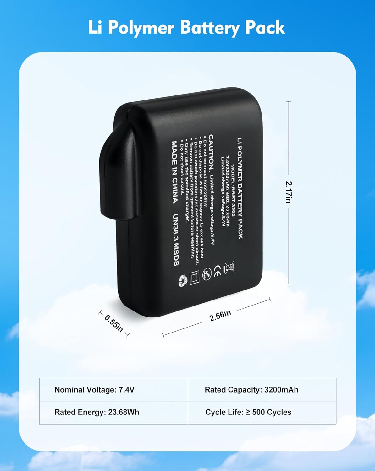 7.4V Battery for Heated Gloves Heated Socks, 6400mAh Replacement Batteries for Rechargeable Heated Gloves, Heated Socks, Heated Mittens - Image 5