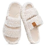 Womens Fuzzy Open-toe Slippers Soft Comfy Memory Foam Indoor House Shoes