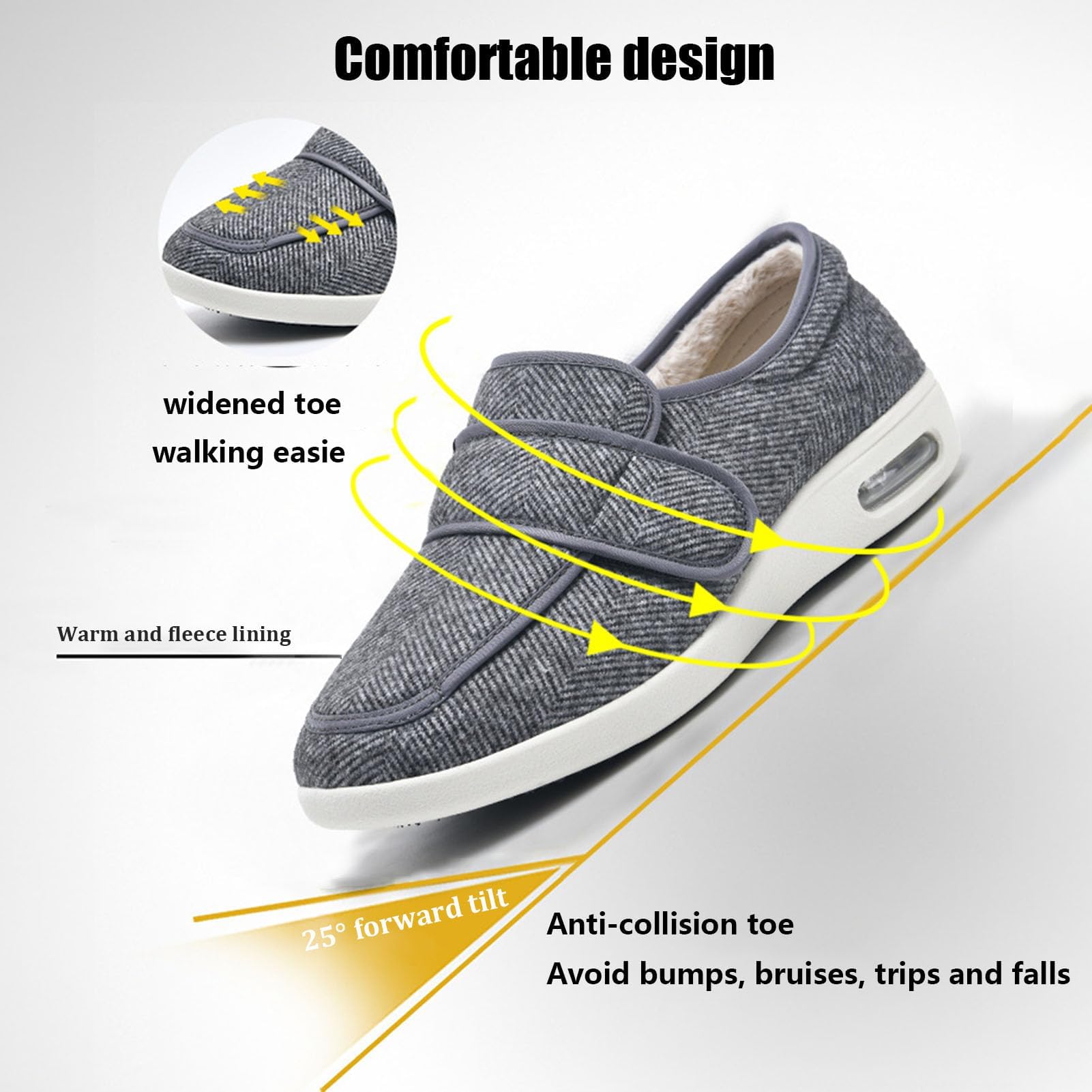 VducK Zapatos Estilo Deportivo para Diabéticas, Regolabile Scarpe Scarpe da Passeggio para Pies Hinchados Zapatos Especiales para Diabeticos Hombre Aliviar el Dolor de Pies
