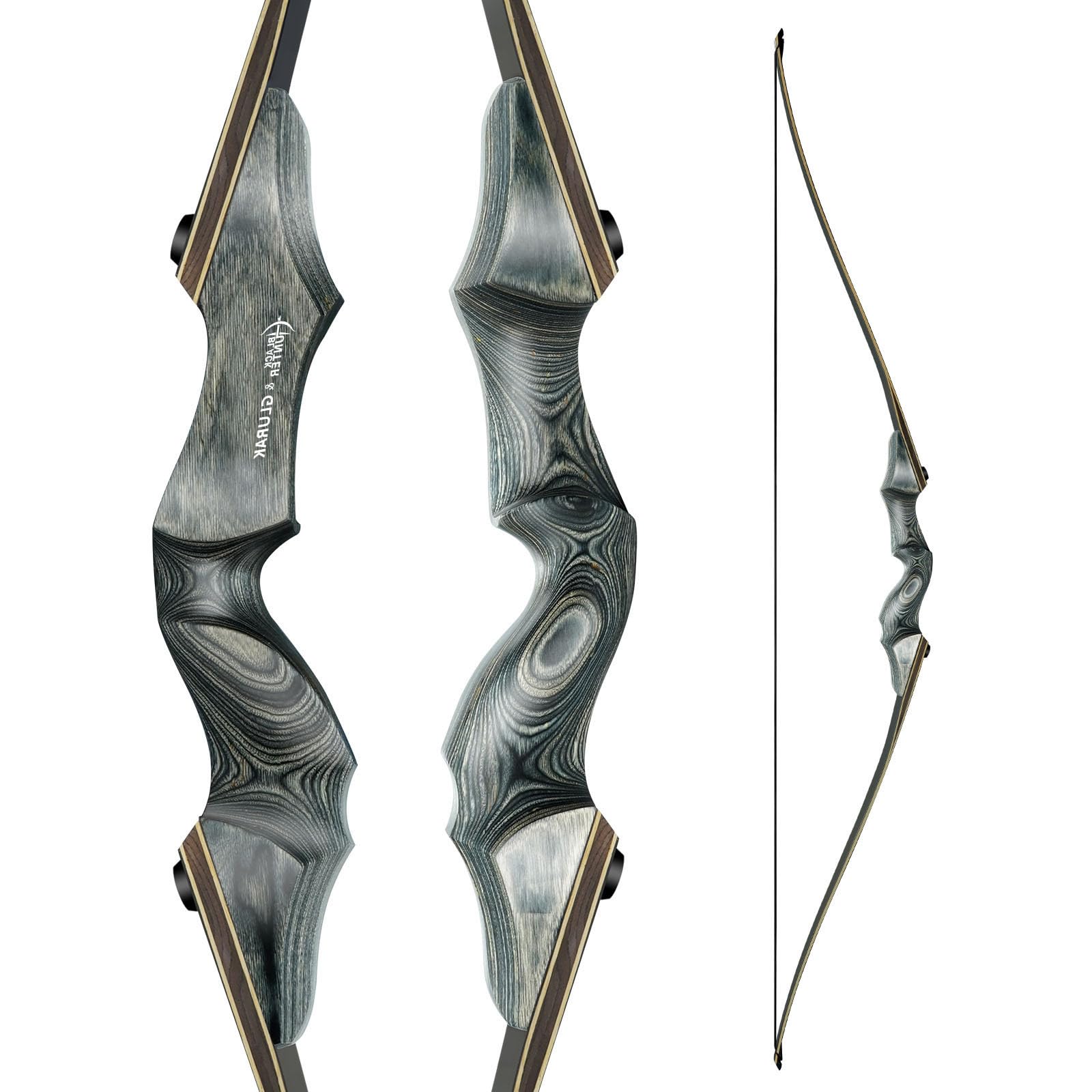 Black Hunter Takedown Longbow, GLURAK 60" Right Handed & Left Handed Wooden Archery Bow Hunting Bow for Beginner Training Practice, 25-60lb