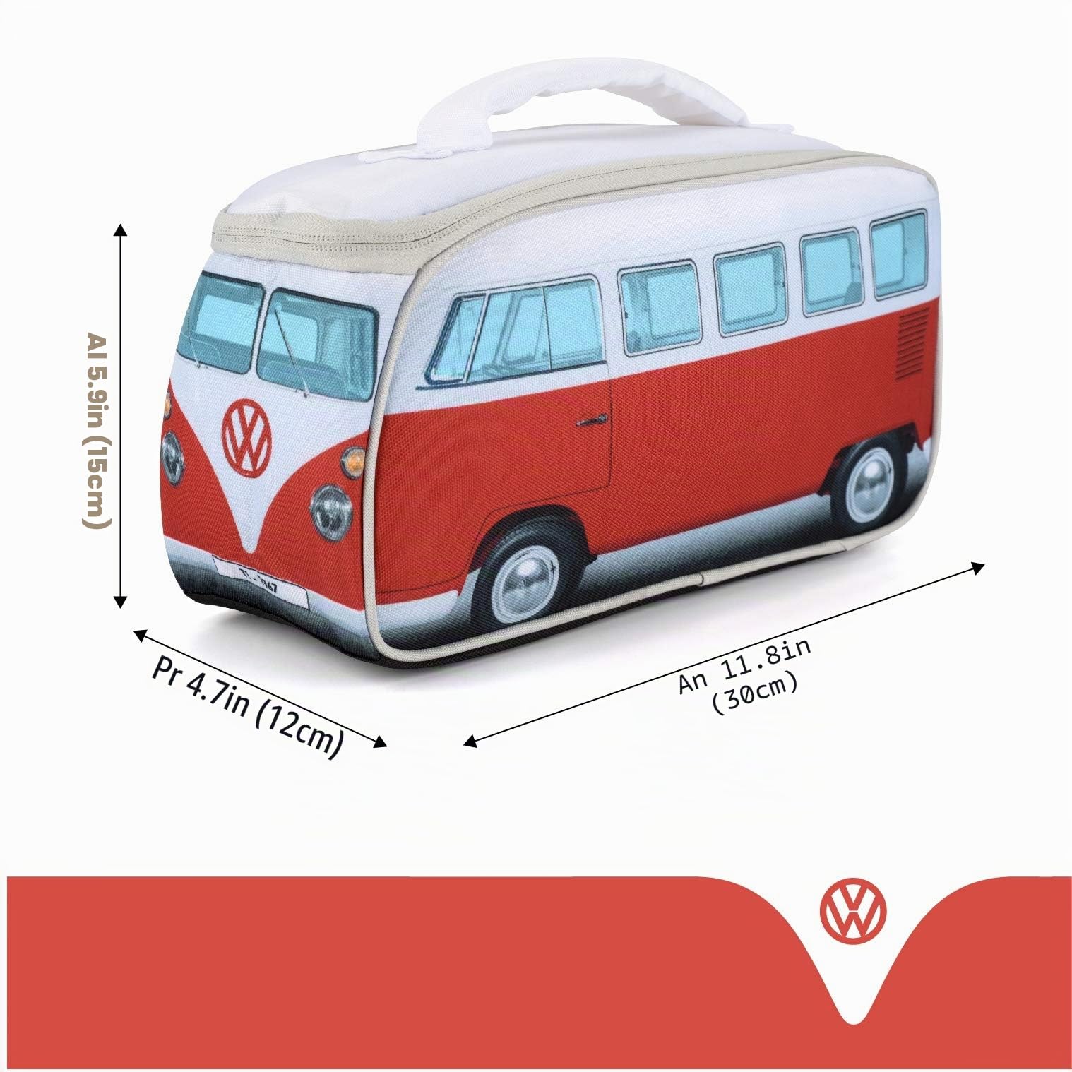 BRISA Board Masters - Volkswagen Collection – Neceser para el almuerzo Volkswagen T1 Bulli Bus (rojo/frontal del autobús)