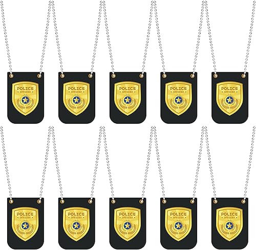 12 piezas de insignias de oficial de policía de juego de simulación, policía policial, policía, Fbi, accesorio de insignia falsa con cadena,