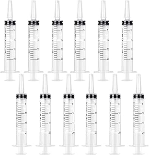 50 Pack 20ml/cc Plastic Syringes Without Needle Individually Sealed Syringe with Cap Multiple Uses Syringe for Liquid Scientific Lab Feeding Pets