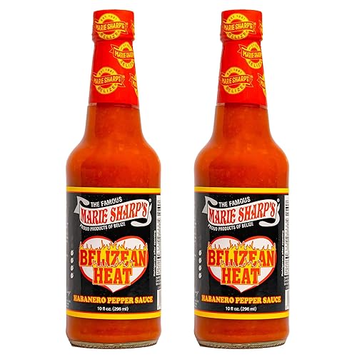 Marie Sharp's Belizean Heat - Salsa de pimienta habanero, 10 onzas, salsa picante gourmet extra picante de Belice, totalmente natural, sin