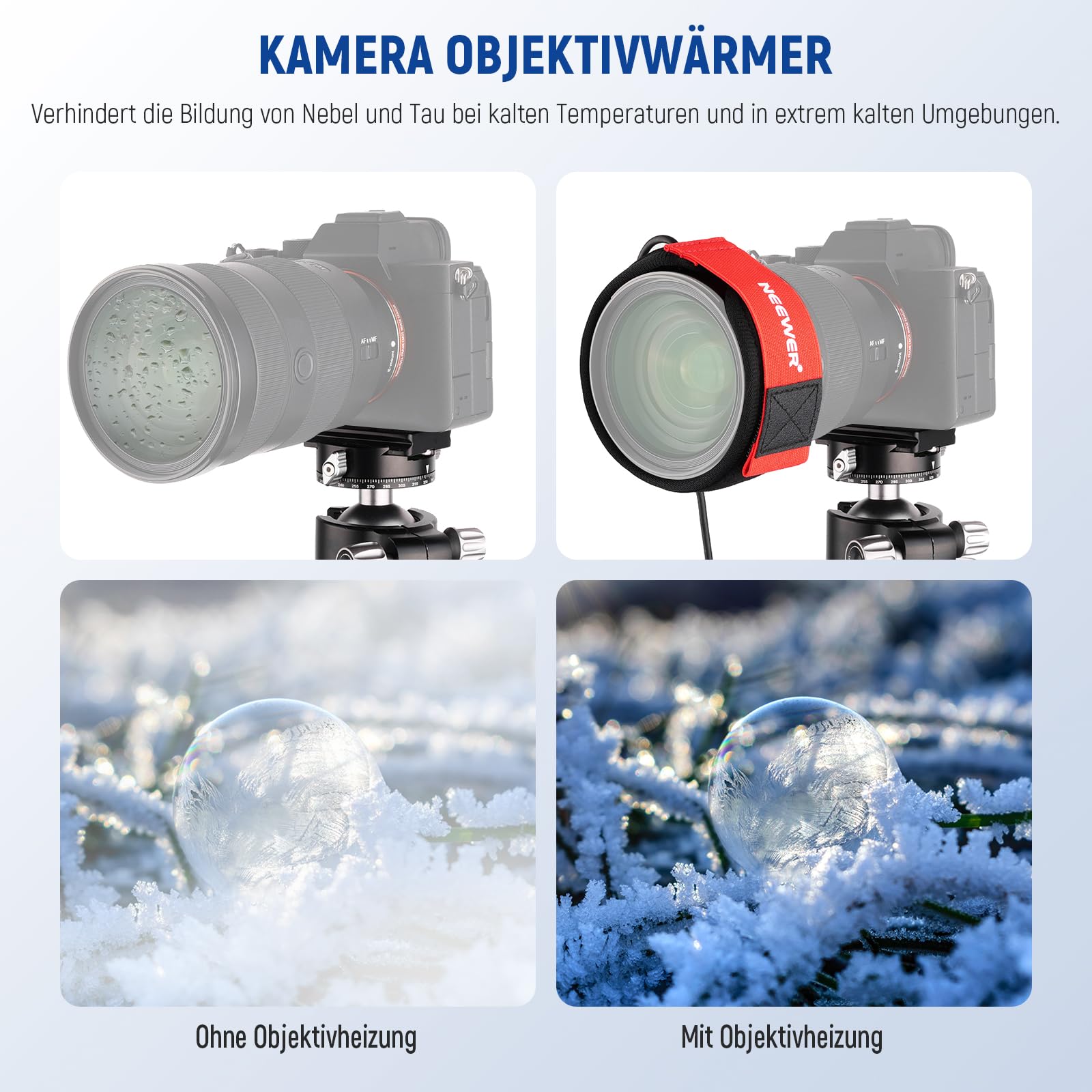 NEEWER 400mm Objektivheizung mit 3 Temperatureinstellungen USB Lens Heater verhindert Tau Nebel Kondensation DSLR Kameras Teleskope Ferngläser Astrofotografie HW-17B