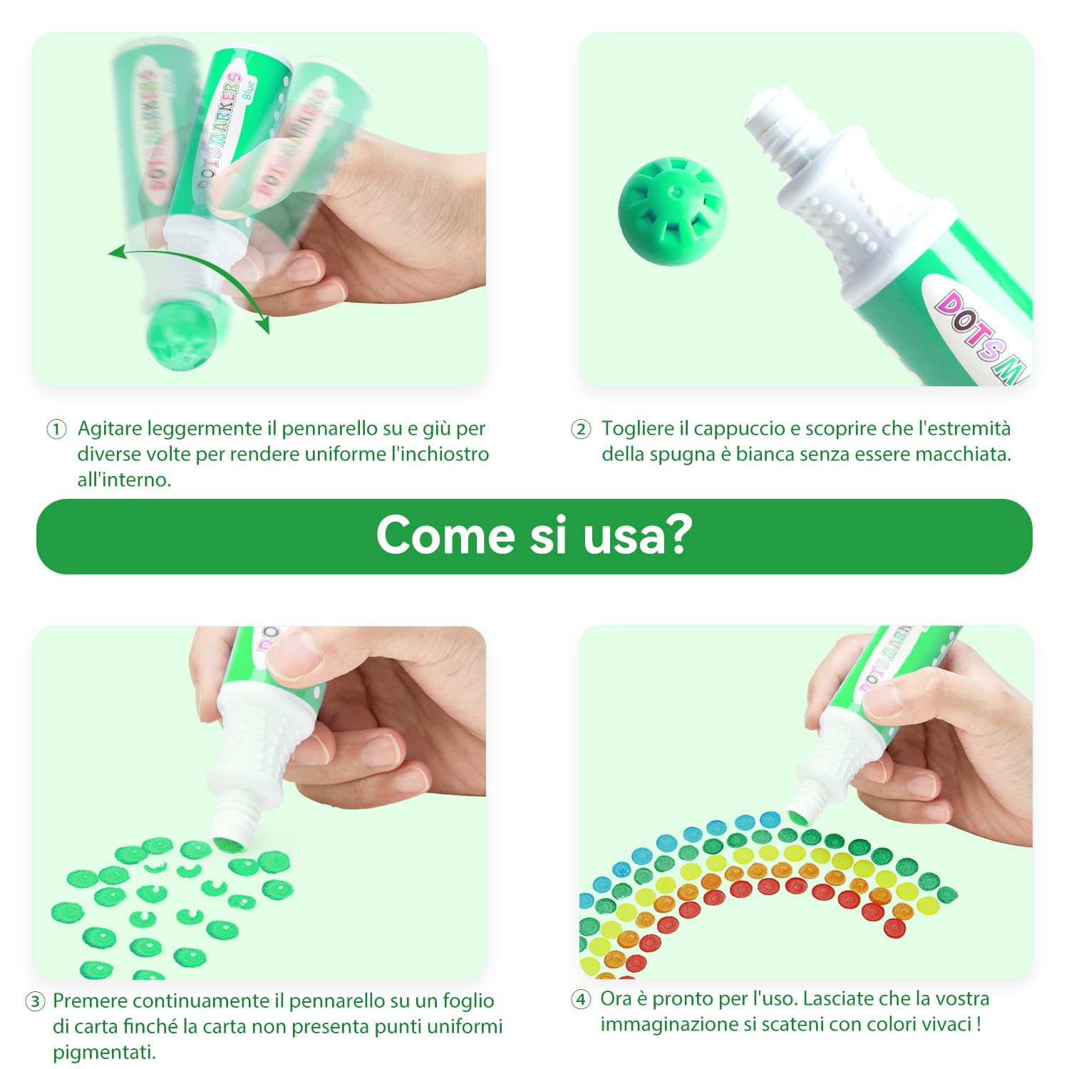 Ohuhu Pennarelli per bambini 12 colori super lavabili (40 ml) con libro di attività in bianco di 30 pagine - Penne Bingo a punta tonda di sicurezza non tossica per la scuola dell'infanzia