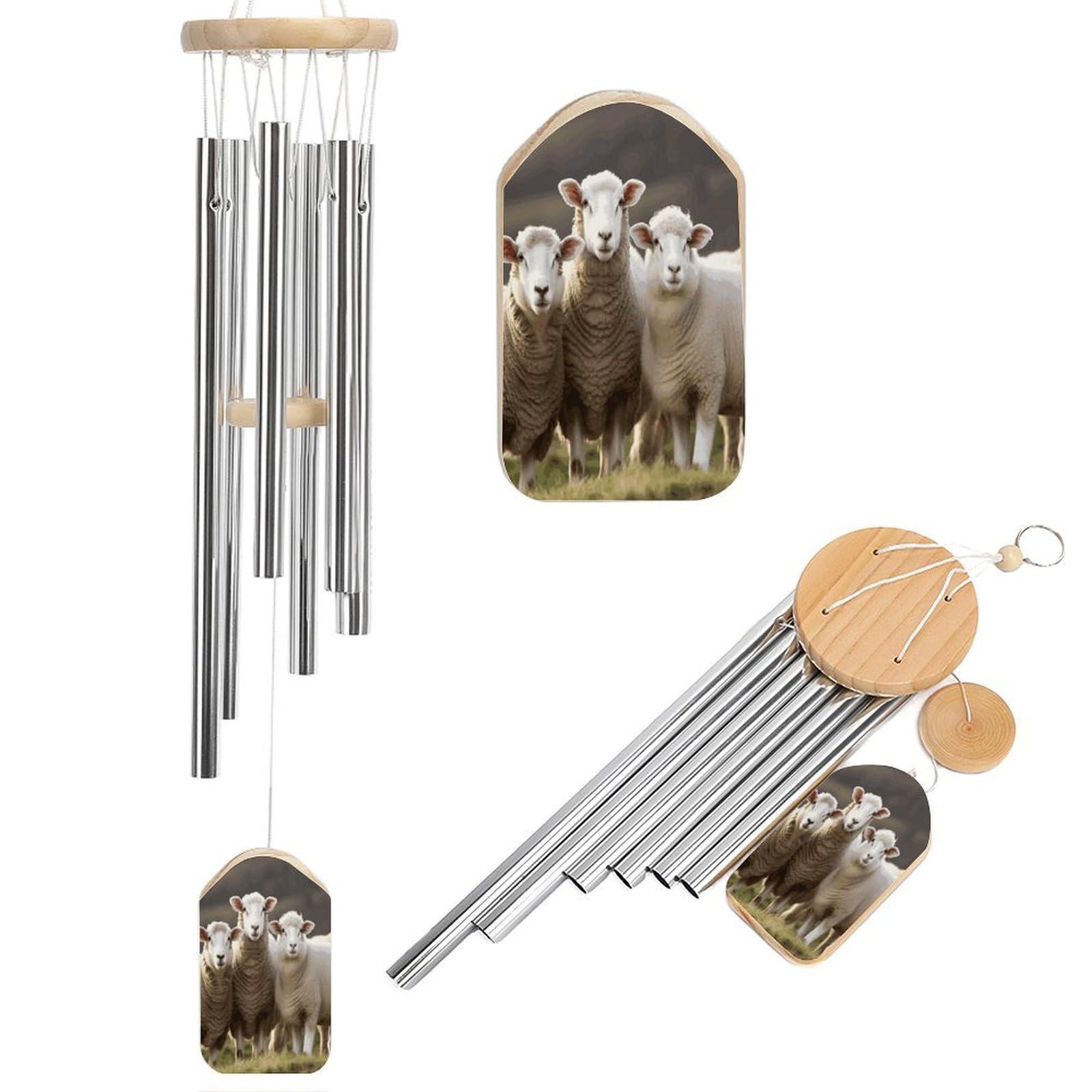 Adfgyerh Style Sheep And Lambs Wind Chimes For Outside, Memorial Windchimes Deep Tone Soothing Melodic Tones, Sympathy Wind Chimes For Patio Home Or Garden Decor
