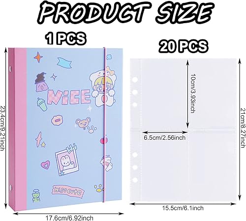 Miniatura 2 de SZHTSWU Carpeta A5 Kpop álbum de tarjetas de fotos con 20 fundas interiores de 3 pulgadas en hojas sueltas rellenables, 6 anillos, portatarjetas