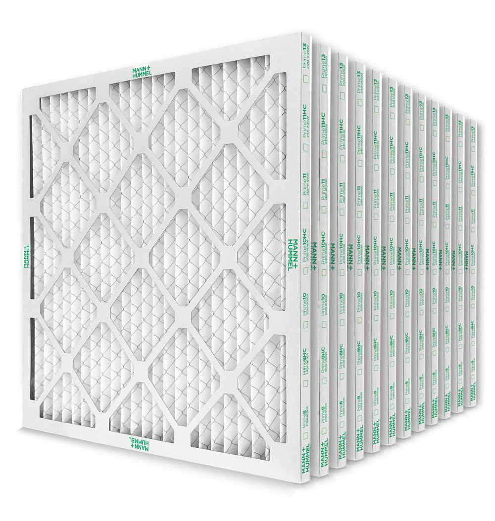 Mann+Hummel 19-7/8 x 21-1/2 x 1 MERV 8 Pleated HVAC AC Furnace Air Filters. Case of 12. (Exact Size: 19.88 x 21.5 x 0.75 Inches)