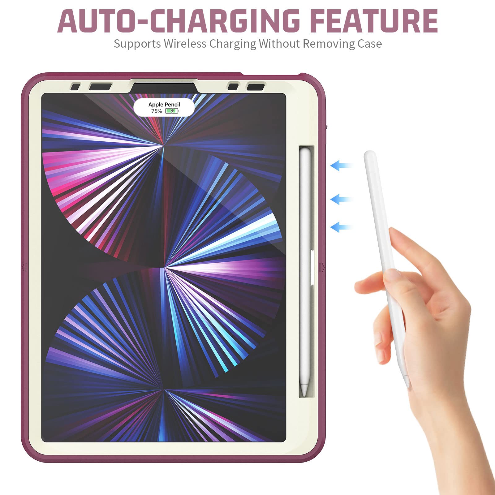 Custodia per iPad PRO 11 Pollici 3a/2a/1a Generazione (2021/2020/ 2018),Rugged Custodia Robusta Ibrida Antiurto Cover Rigida con 360°Supporto Rotante/Cinghie a Mano e Tracolla-Portapenne