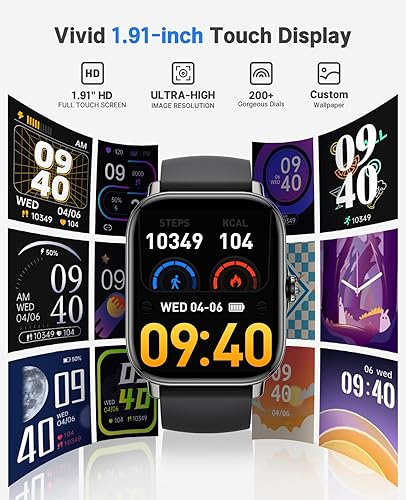 Miniatura 5 de Reloj inteligente para Android para mujer, pantalla táctil de 1.91 pulgadas, monitor de sueño, oxígeno en sangre y frecuencia cardíaca, IP68,