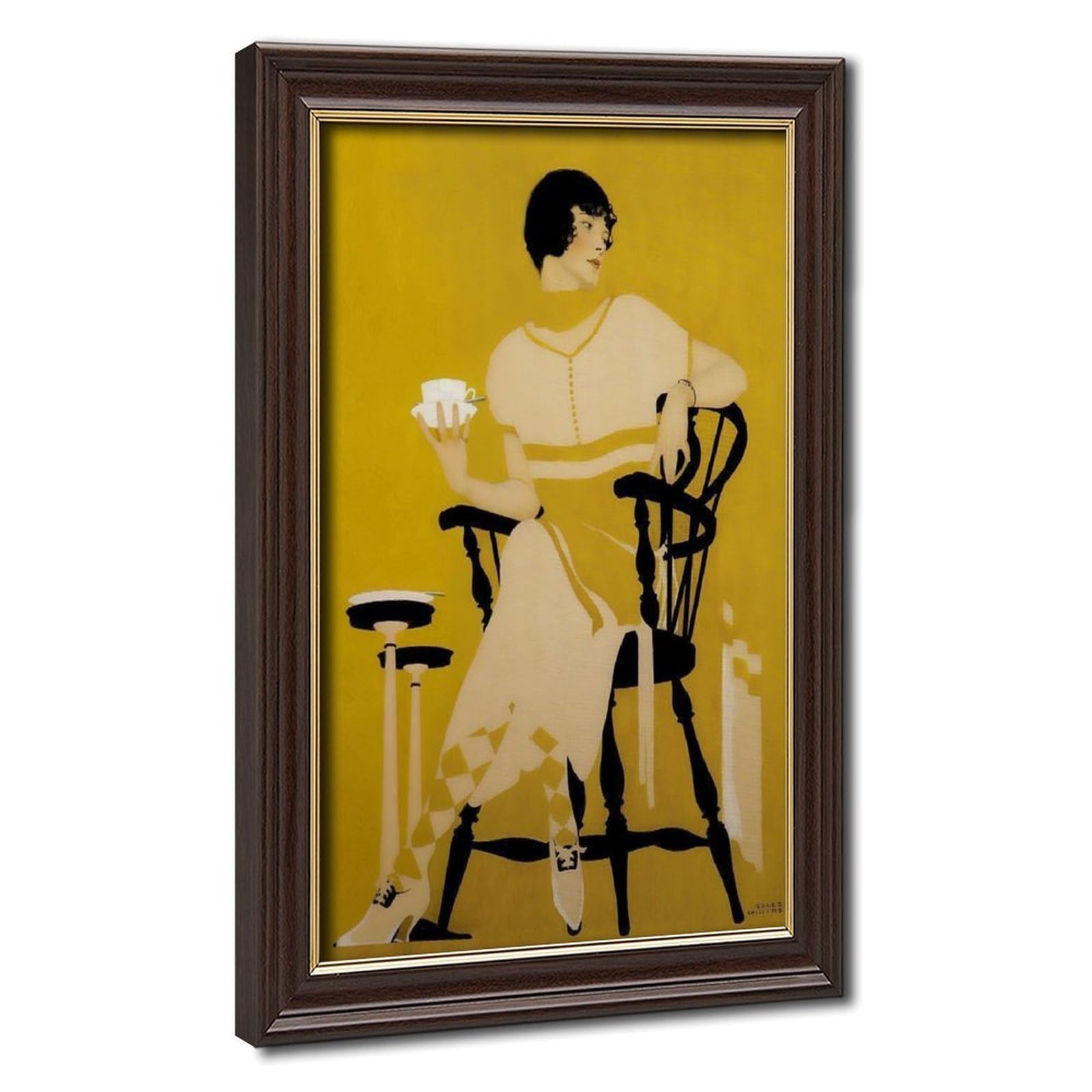 WCYB Coles Phillips Fadeaway Girl Print Vintage Americana Kitchen Posters Prints Canvas Deco Paintings Wall Art Hangable Frame 16" L X 24" W