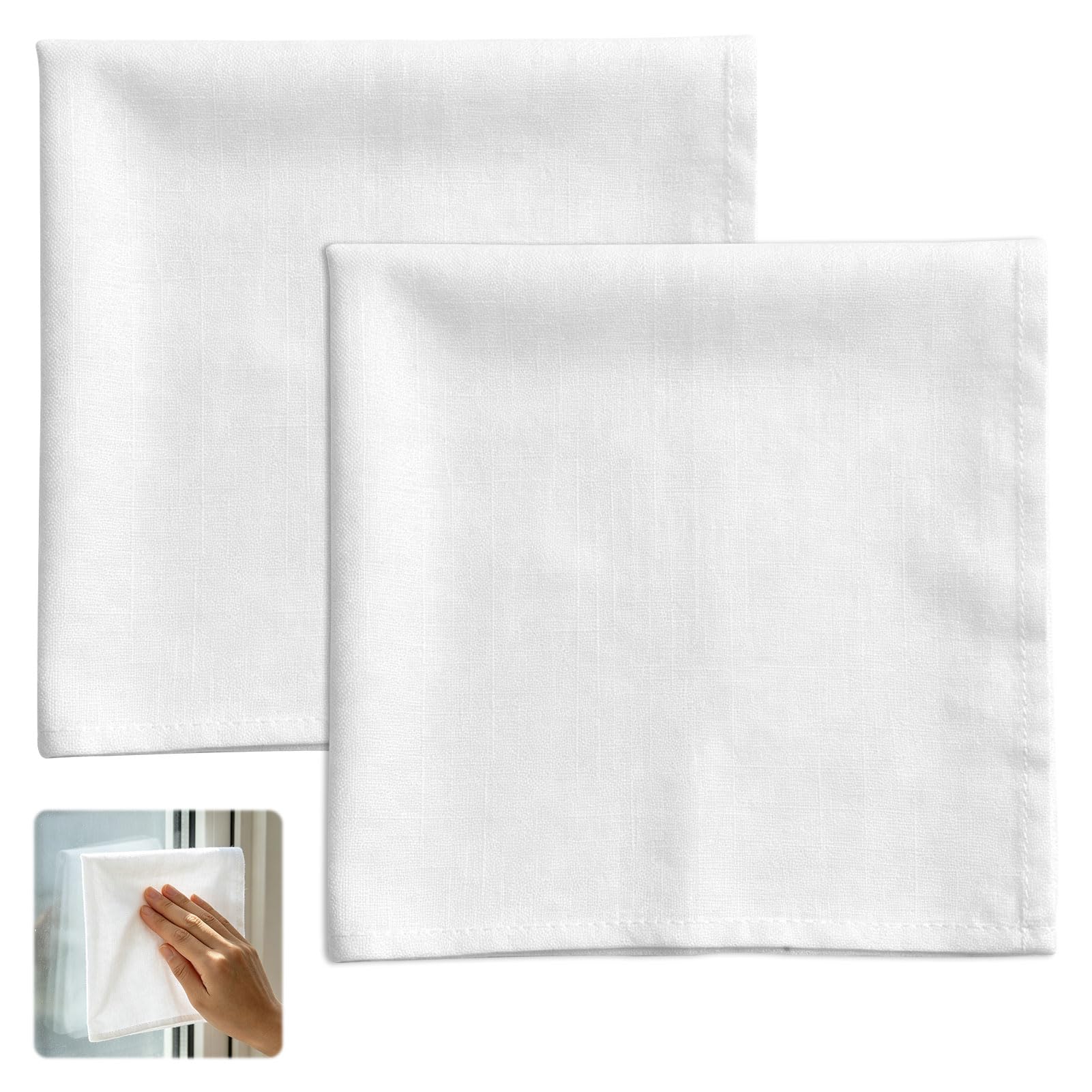 Penfuzon Window Cleaning Scrim Cloths for Streak-Free Polishing, 2PCS 40cm x 40cm Square, Multipurpose Cleaning Fabric for Glass Surfaces and Household Items