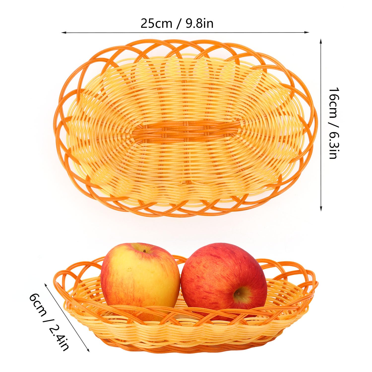 20 cestas ovaladas de plástico – 10 x 6.3 x 2.4 pulgadas, cestas de pan tejidas de ratán versátiles, cesta de pan de mimbre para servir, accesorios para el hogar y la cocina